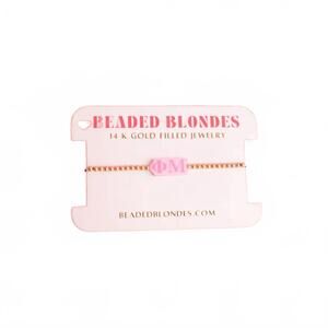 NEW BEADED BLONDES women's phi mu greek symbol bracelet in gold/ pink